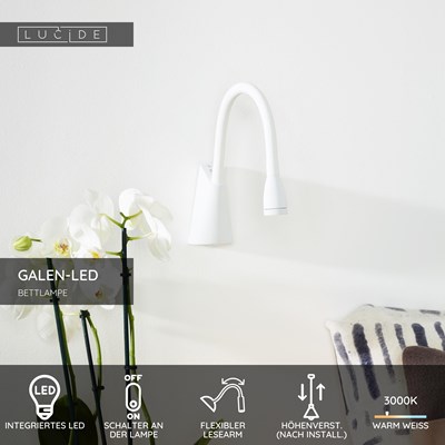 Lucide GALEN-LED - Bettlampe / Wandleuchte - LED - 1x3W 3000K - Weiß